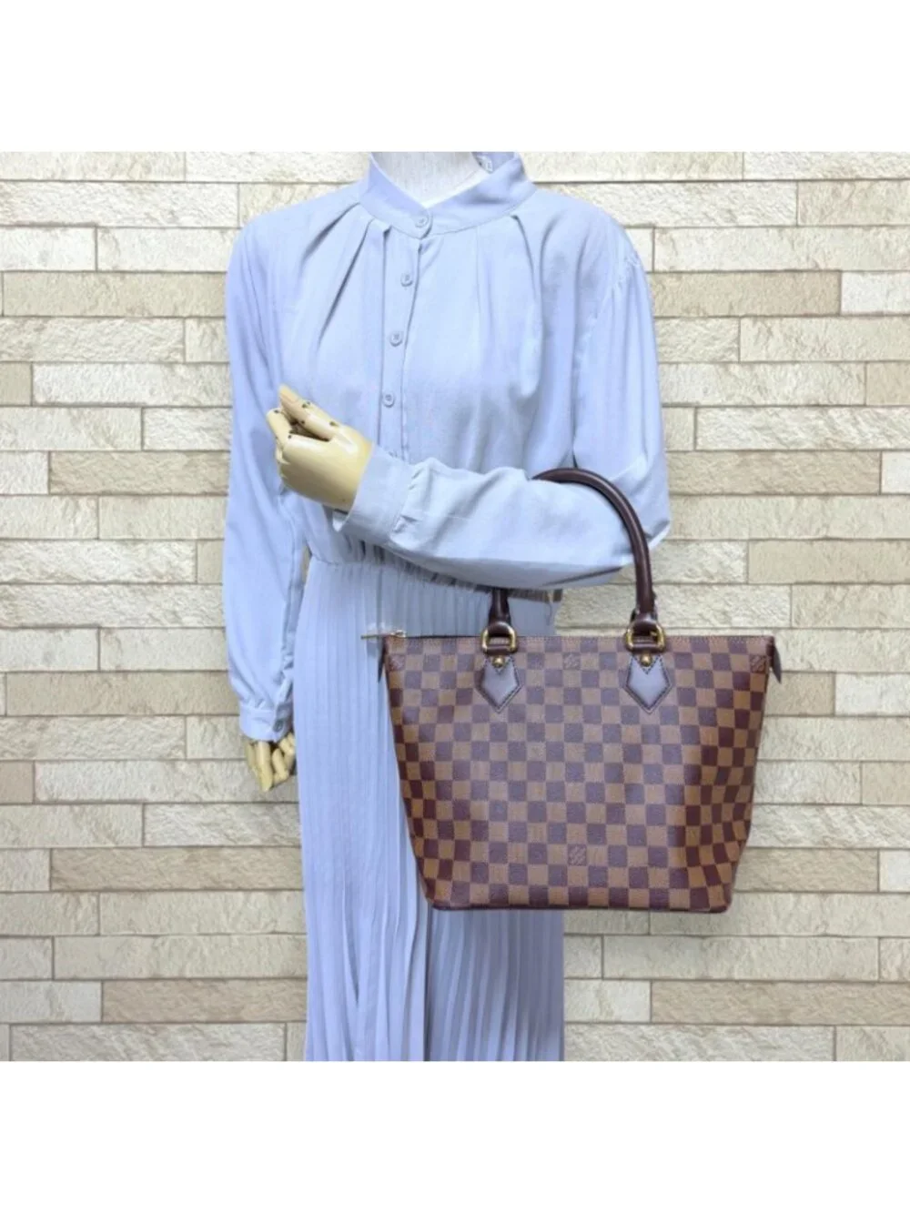 Louis Vuitton Saleya PM Damier Handbag Canvas Brown